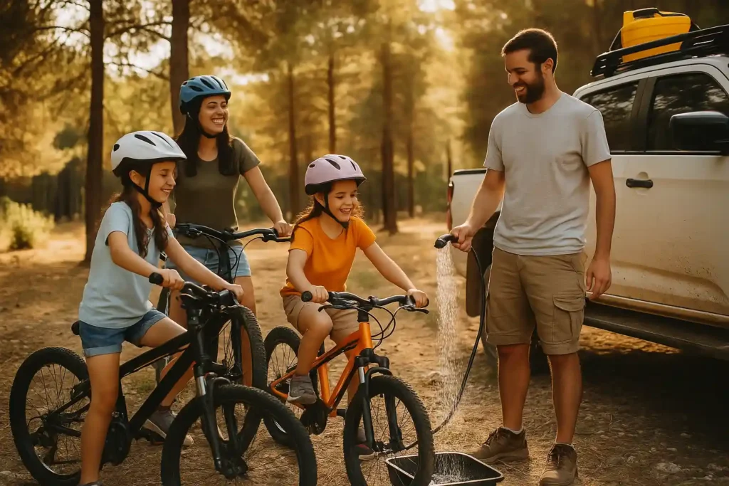 התקנת מתקני אופניים בטנדר לחופשה משפחתית